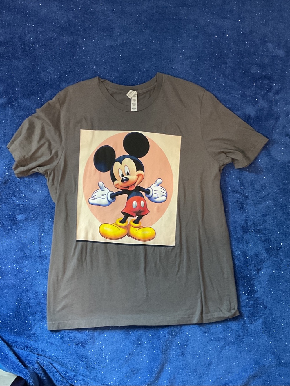 Bella Canvas Gray Short Sleeve Tee with Mickey Mouse Graphic